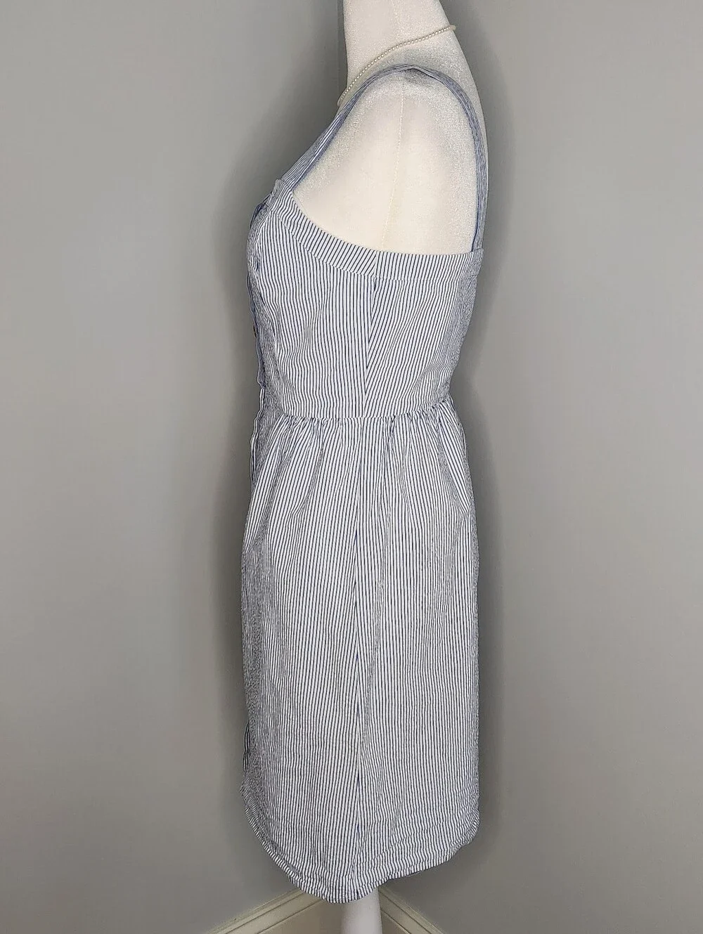J. Crew Striped Blue & White Button-Front Mini Dress S